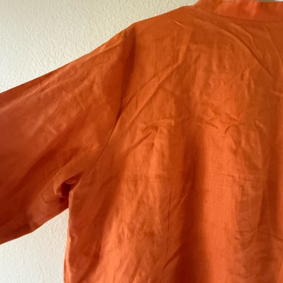ECOLOGIE Orange Linen Blouse Embroidered Boho Tunic Size 2X - Picture 13 of 13